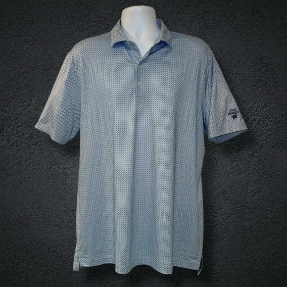 Johnnie-O Performance Golf Polo Shirt Men’s L Blue Micro Print Stretch - Picture 4 of 13